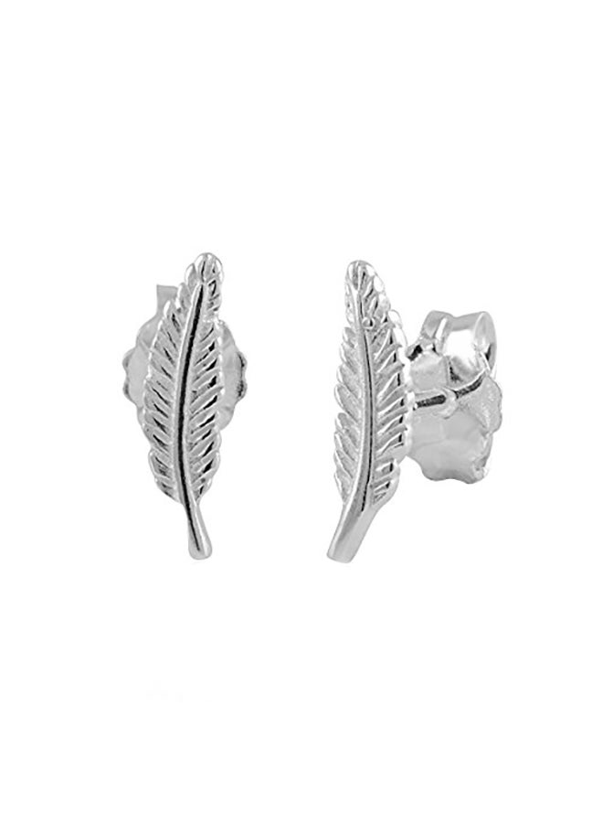 SilverCloseOut Sterling Silver Feather Stud Earrings 10Mm - Image 1