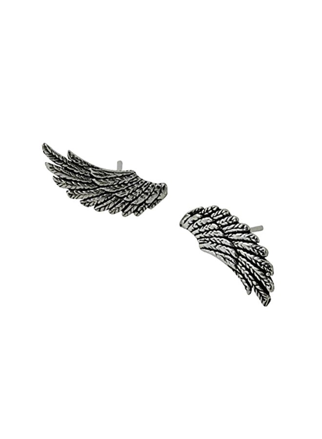 Sterling Silver Feather Wings Stud Earrings
