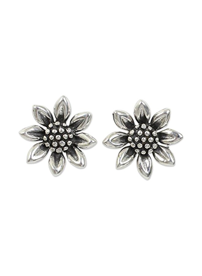 NOVICA - 925 Sterling Silver Flower Stud Earrings - Image 1