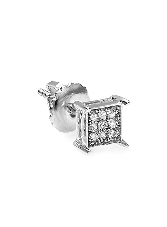 Dazzlingrock Collection 0.04 Carat (ctw) Sterling Silver Round Diamond Square Shaped Stud Earring (1pc) - Image 3