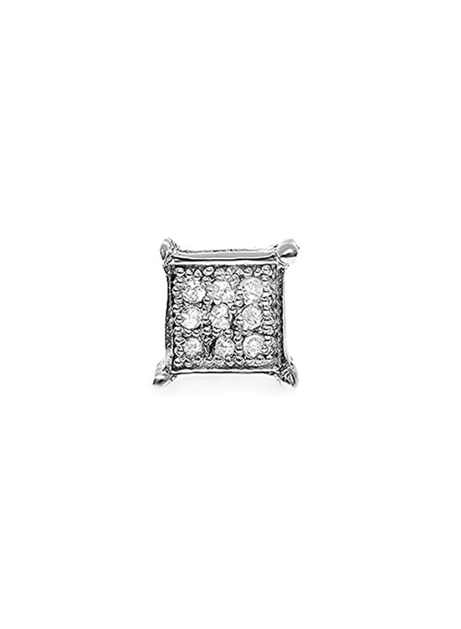 Dazzlingrock Collection 0.04 Carat (ctw) Sterling Silver Round Diamond Square Shaped Stud Earring (1pc) - Image 2