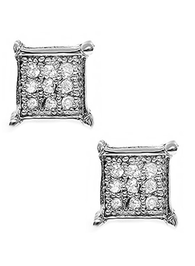 Dazzlingrock Collection 0.04 Carat (ctw) Sterling Silver Round Diamond Square Shaped Stud Earring (1pc) - Image 1