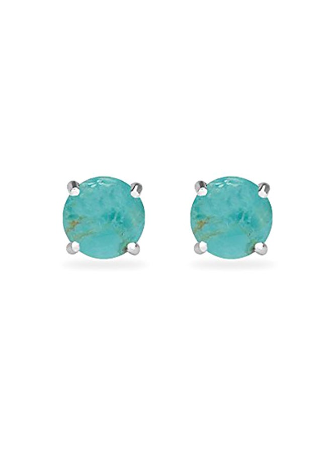 GemStar USA Sterling Silver Simulated Turquoise Round 6mm Prong-set Stud Earrings  - Image 2