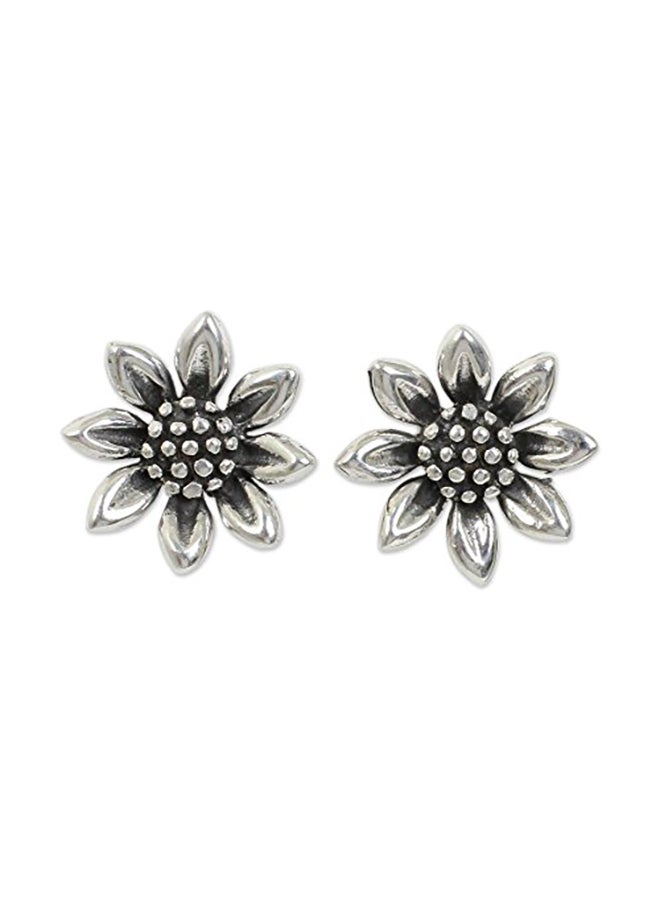 NOVICA - 925 Sterling Silver Flower Stud Earrings - Image 1