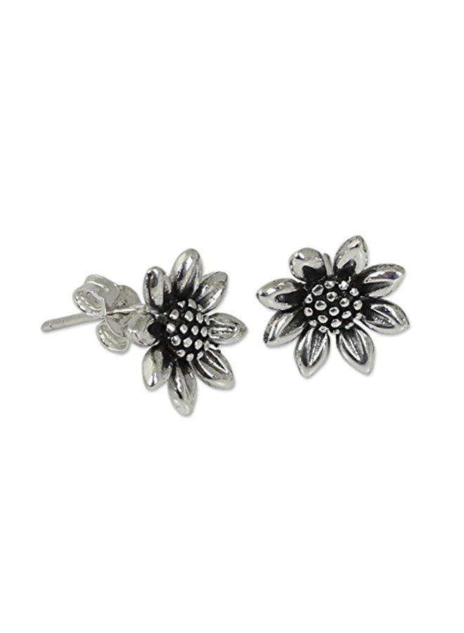 NOVICA - 925 Sterling Silver Flower Stud Earrings - Image 1