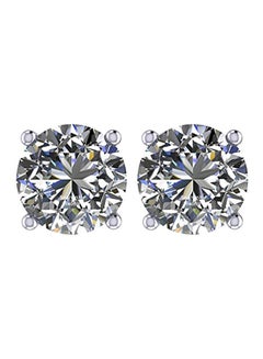 NANA Stud Earrings-Sterling Round Cut Swarovski Zirconia 10.0mm (8.00cttw) White Gold Plated