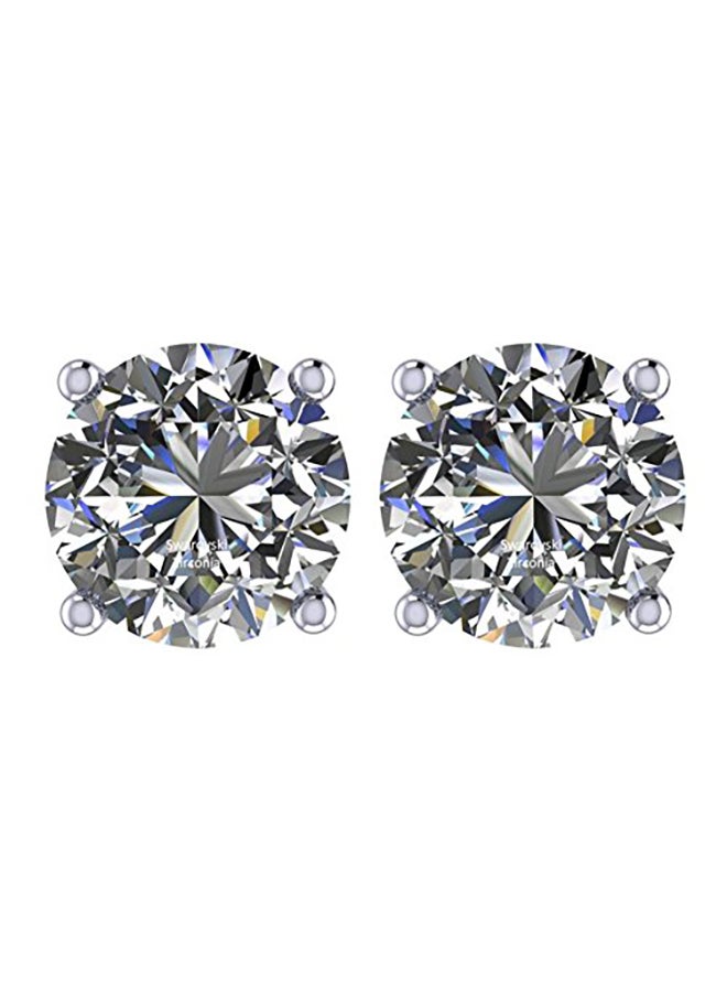 Nana - NANA Stud Earrings-Sterling Round Cut Swarovski Zirconia 10.0mm (8.00cttw) White Gold Plated - Image 1