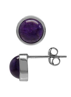 White Gold Plated Amethyst Stud Earrings - v1551347550/N21540405A_1