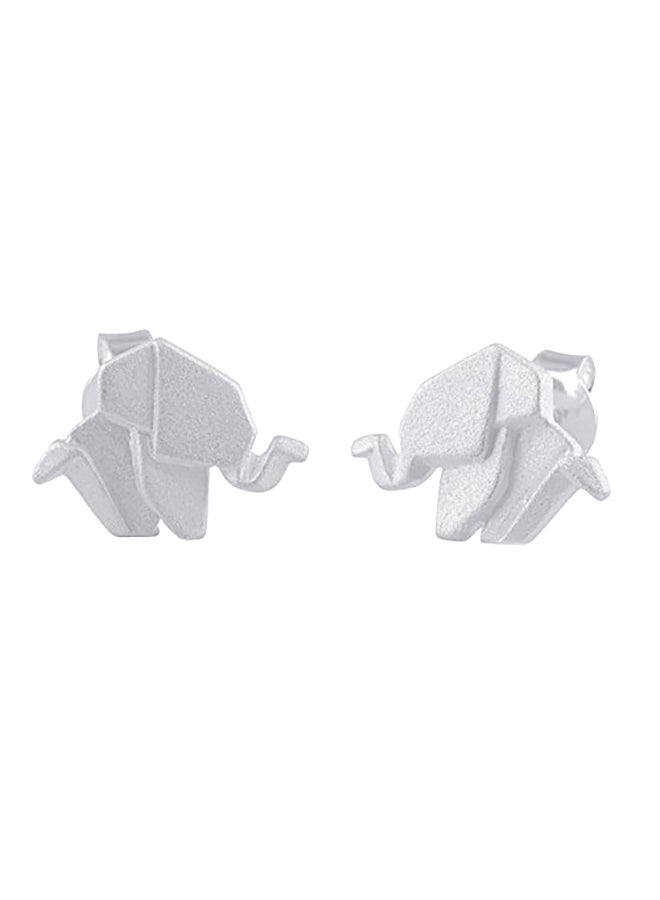 SilverCloseOut Sterling Silver Origami Elephant Stud Earrings - Image 1