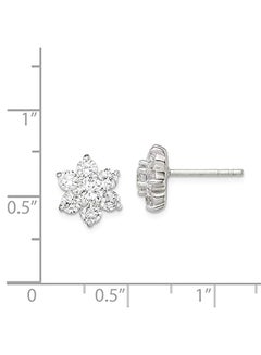 Sonia Jewels 925 Sterling Silver Flower With Cubic Zirconia CZ Studs Earrings  - Image 2