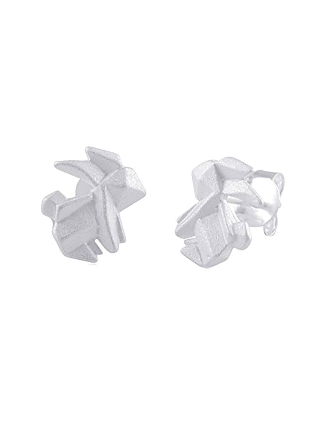 SilverCloseOut Sterling Silver Origami Bunny Rabbit Stud Earrings - Image 1