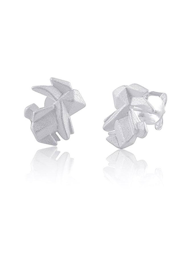 SilverCloseOut Sterling Silver Origami Bunny Rabbit Stud Earrings - Image 2
