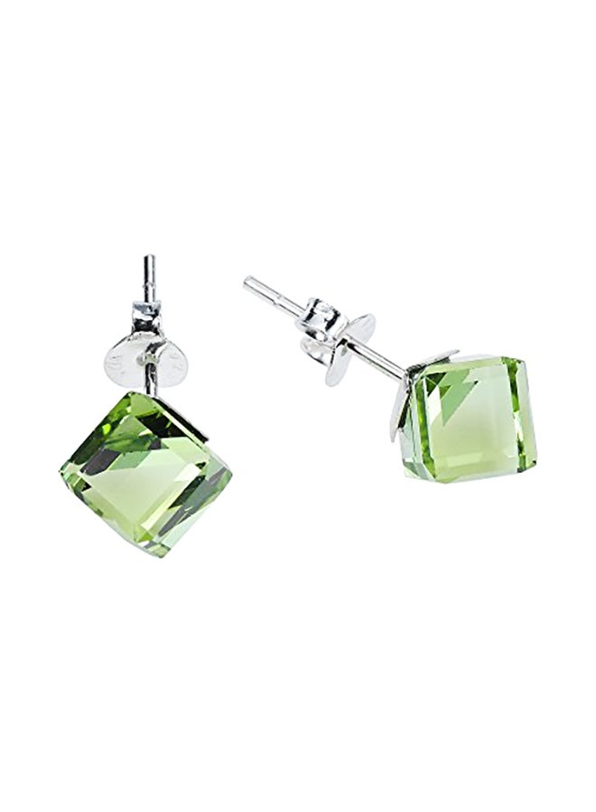 ايرافيدا أقراط من الفضة الإسترليني عيار 925 بتصميم منشور كريستالي مكعب بلون أخضر - Image 2