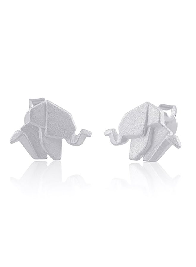 SilverCloseOut Sterling Silver Origami Elephant Stud Earrings - Image 2