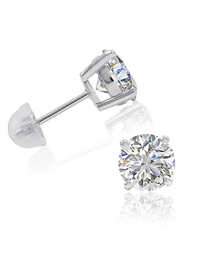 Amanda Rose Collection - Sterling Silver Stud Earrings made with Swarovski Zirconia (3ct tw) - Image 1