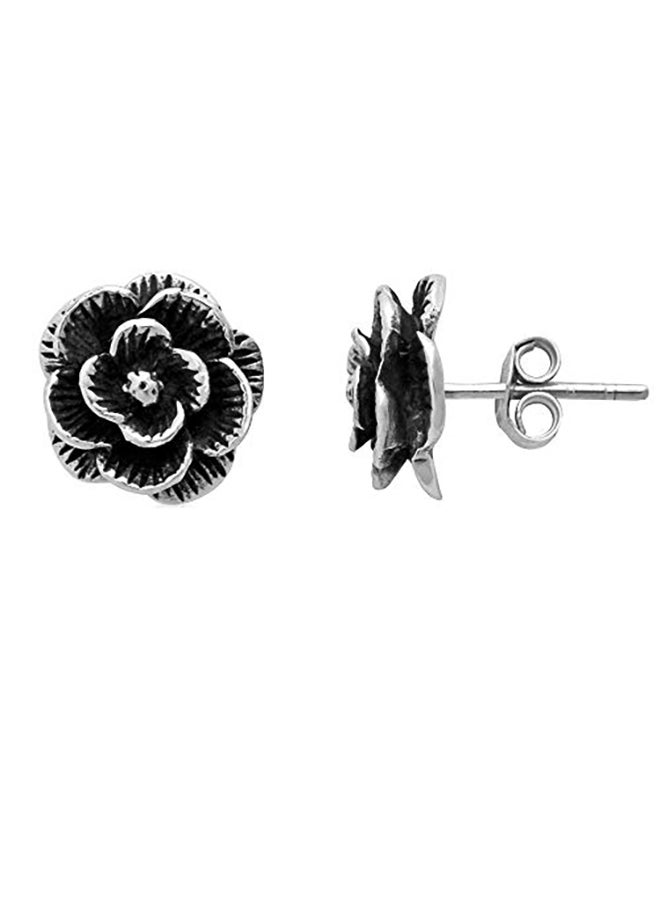Mimi Silver Sterling Silver Rose Stud Earrings - Image 1