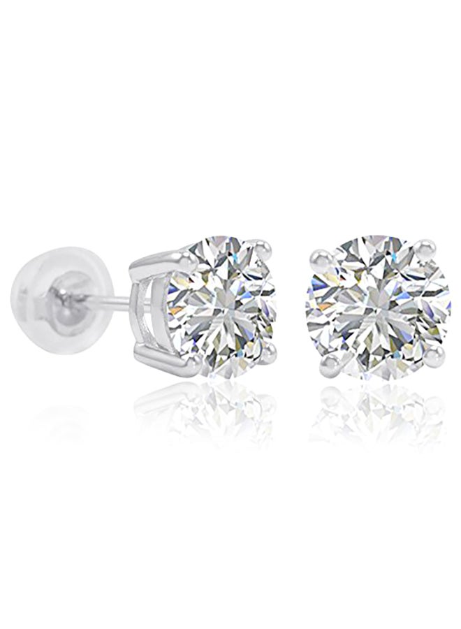 Amanda Rose Collection - Sterling Silver Stud Earrings made with Swarovski Zirconia (3ct tw) - Image 1