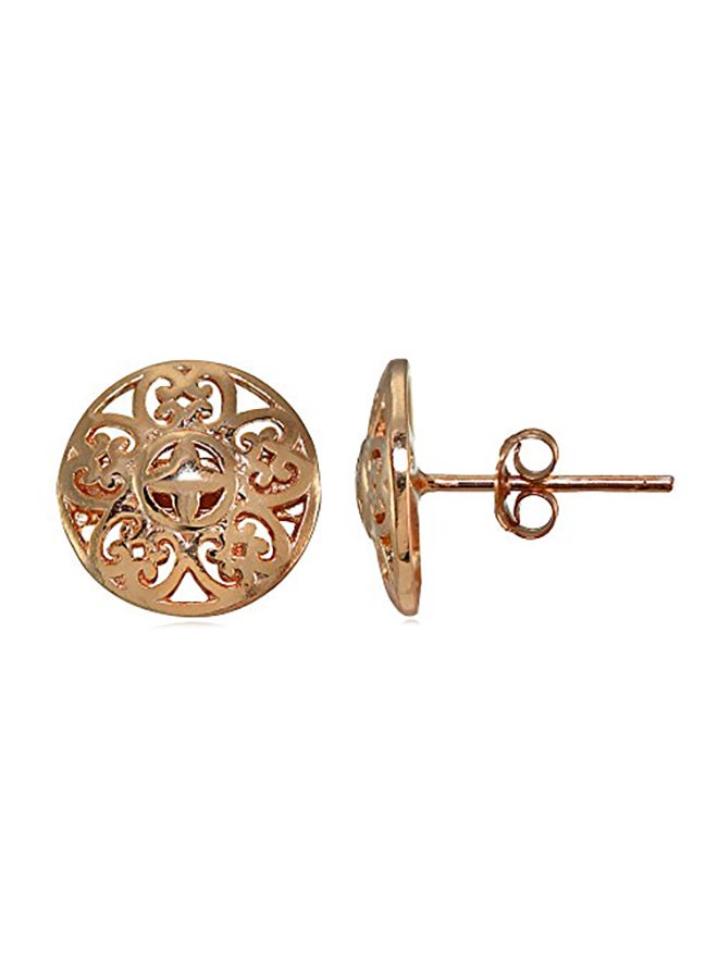 هوبس آند لوبس - Flashed Sterling Vintage Round Filigree Stud Earrings - Image 1