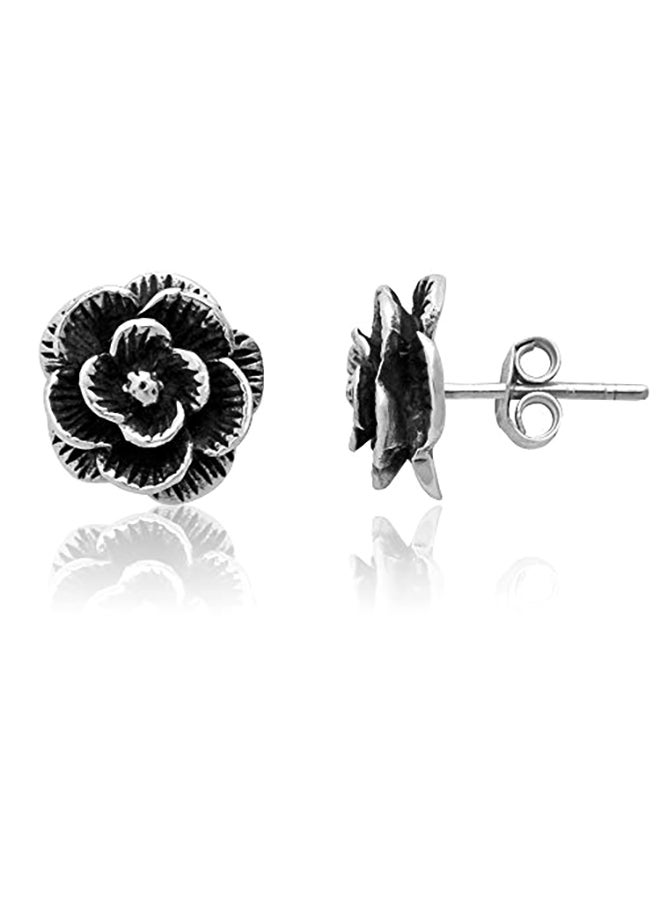 Mimi Silver Sterling Silver Rose Stud Earrings - Image 3