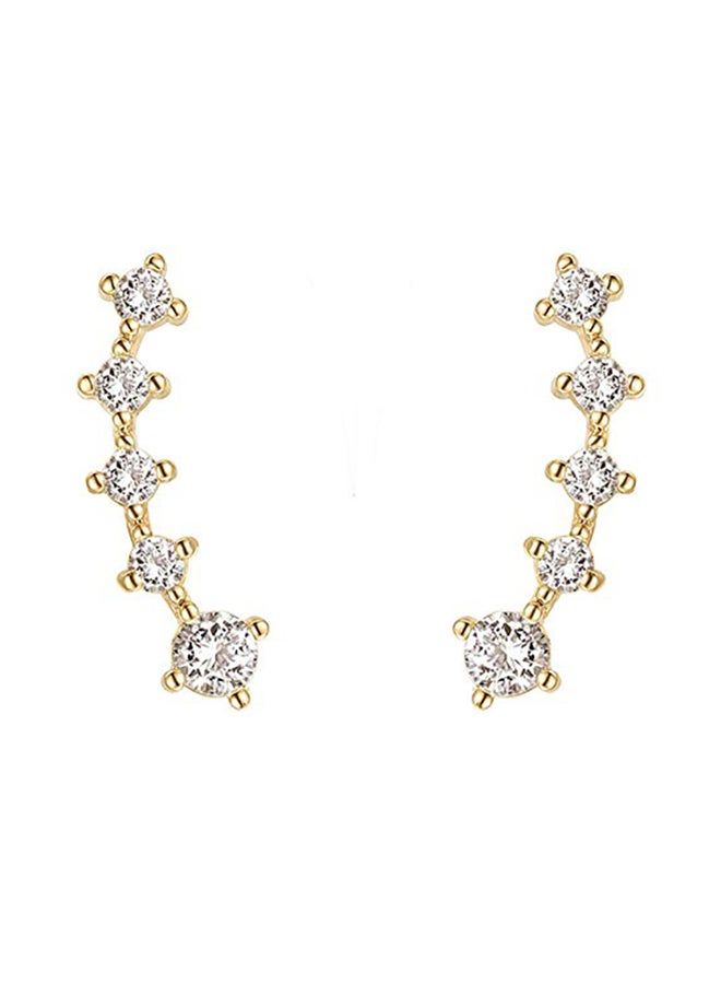 PAVOI - 14K Gold Plated Sterling Post Climber Arrow Ear Crawler Pearl Earrings Set - Image 1