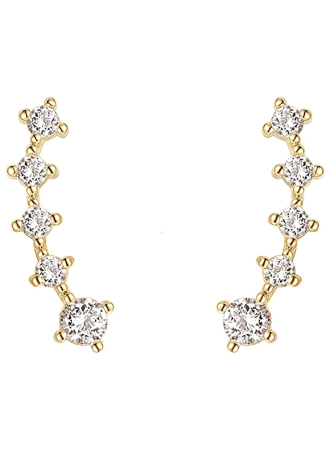 PAVOI - 14K Gold Plated Sterling Post Climber Arrow Ear Crawler Pearl Earrings Set - Image 1
