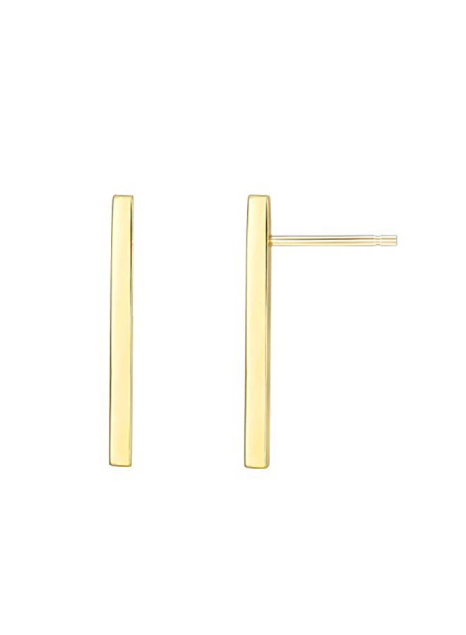 PAVOI 14K Gold Plated Dainty Mini Bar Stud Earrings - Long 7/8 - Image 1