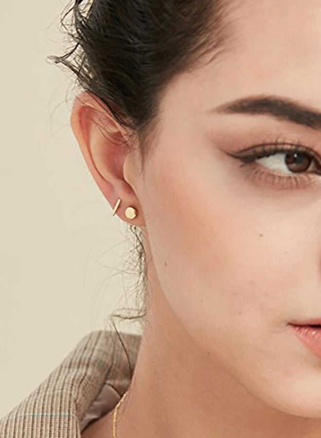 S.Leaf - S.Leaf Minimalism Tiny Dot Earrings Sterling Silver Disc Stud Earrings Everyday Wear (18K Gold) - Image 1