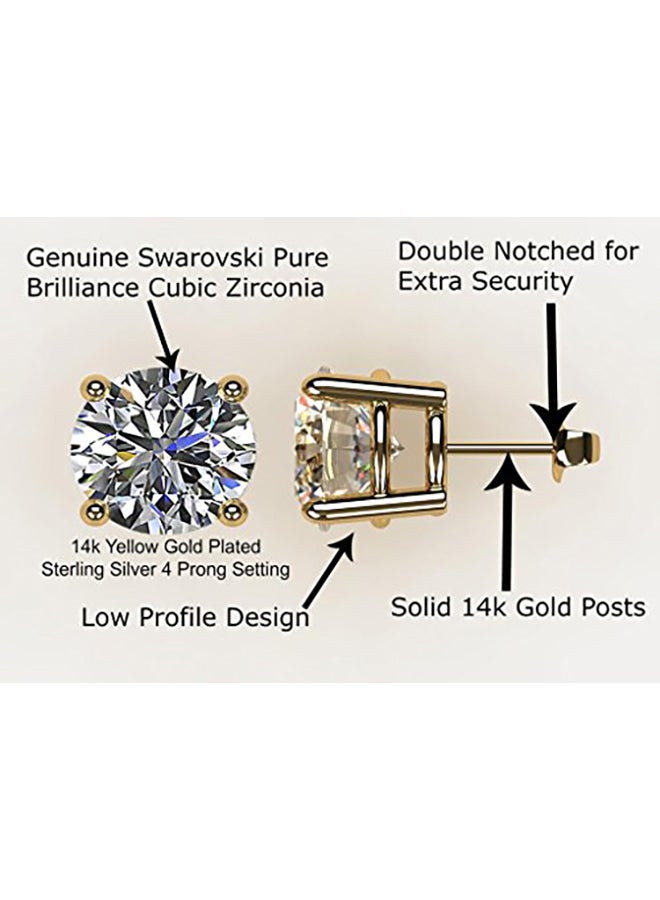 Central Diamond Center - NANA 14K Gold Posts & Sterling Silver 3 Prong CZ Stud Earrings -8mm-4cttw - Image 1
