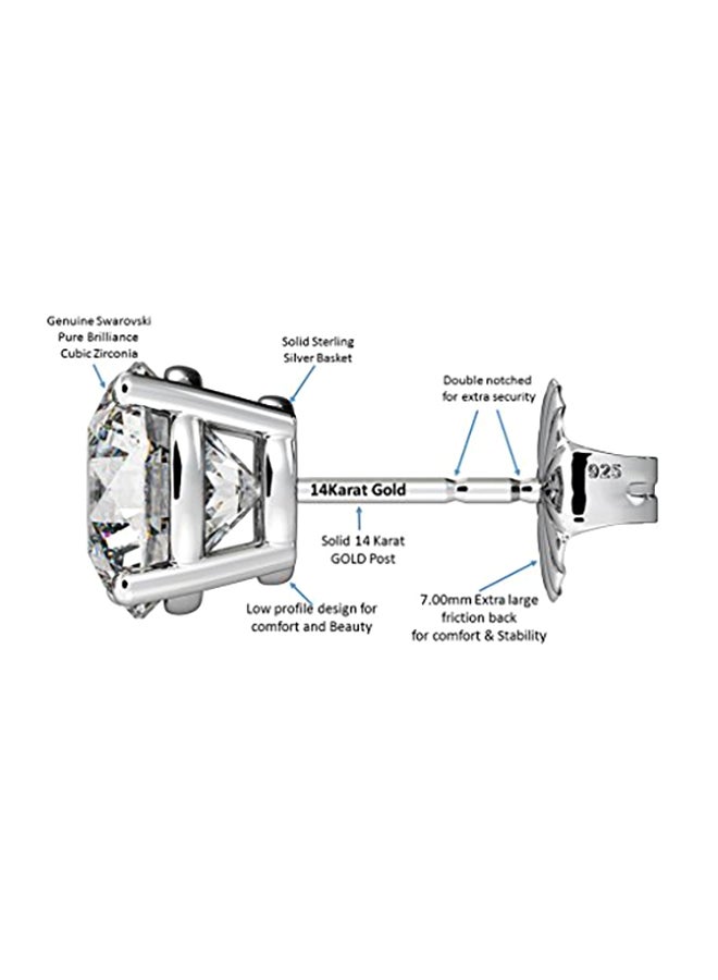 Central Diamond Center - NANA 14K Gold Posts & Sterling Silver 3 Prong CZ Stud Earrings -8mm-4cttw - Image 1