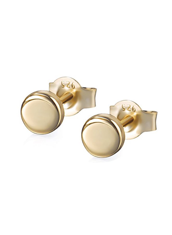 S.Leaf - S.Leaf Minimalism Tiny Dot Earrings Sterling Silver Disc Stud Earrings Everyday Wear (18K Gold) - Image 1