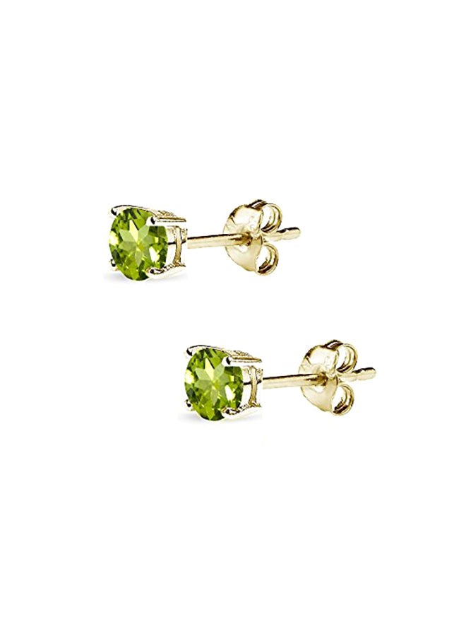 GemStar USA Gold Plated Sterling Silver Round-Cut Solitaire Stud Earrings - Image 2