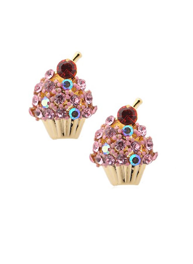 Spinningdaisy Crystal Cherry On The Top Cupcake Earrings - Image 1