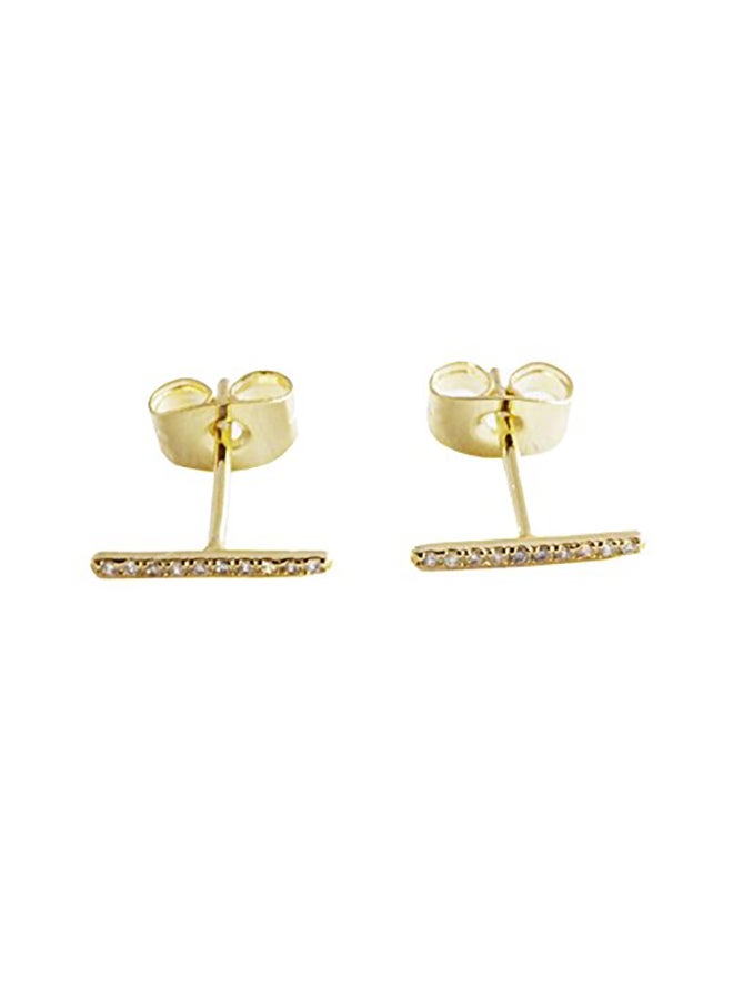 HONEYCAT - 24-Karat Gold Plated Skinny Midi Crystal Bar Earrings - Image 1