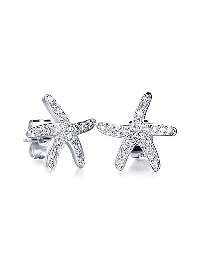Crystalline Azuria Crystals from Swarovski Starfishes Stud Earrings 18 ct White Gold Plated for Women and Girls  - Image 2