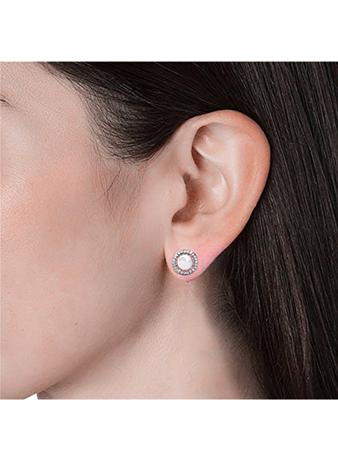 Cate & Chloe - 18 Karat White Gold Classic Pearl Stud Earrings - Image 1