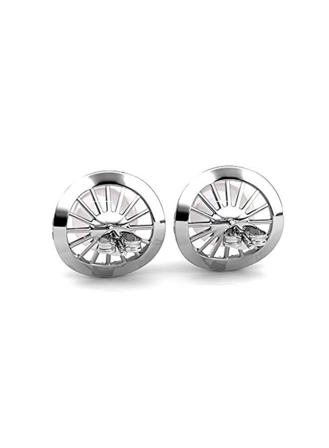 Cate & Chloe - 18 Karat White Gold Classic Pearl Stud Earrings - Image 1