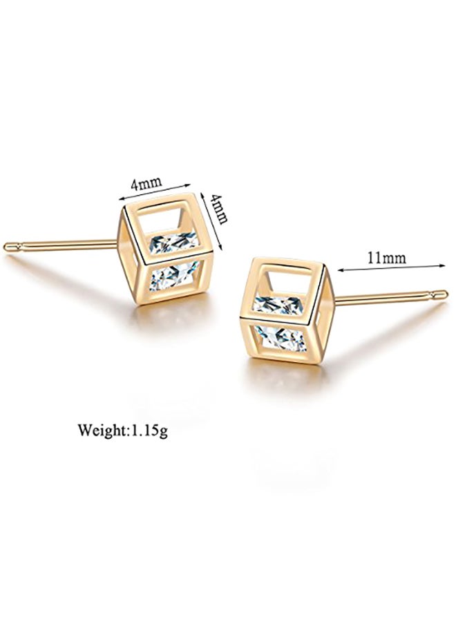 SA SILVERAGE - 18-Karat Gold Plated 925 Sterling Silver Square Earring - Image 1