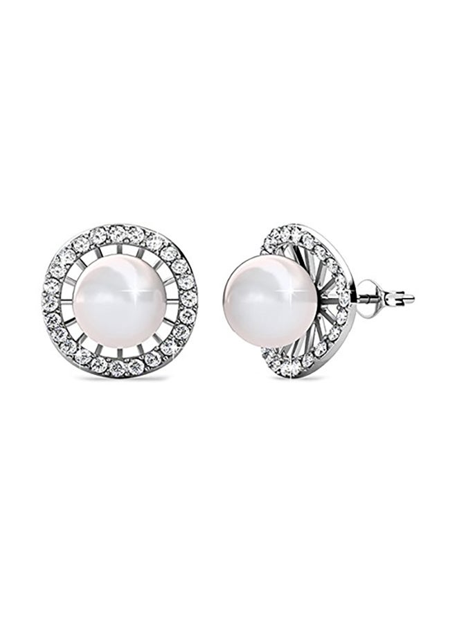 Cate & Chloe - 18 Karat White Gold Classic Pearl Stud Earrings - Image 1