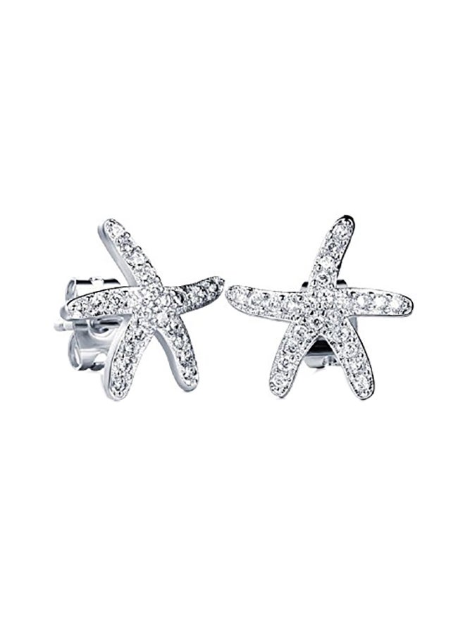 Crystalline Azuria Crystals from Swarovski Starfishes Stud Earrings 18 ct White Gold Plated for Women and Girls  - Image 1