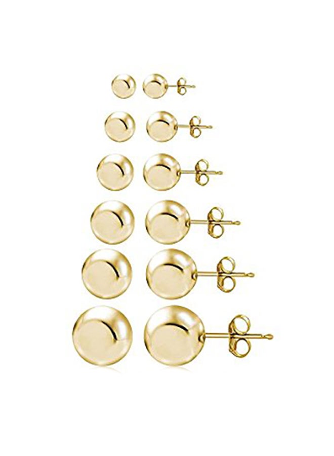 هوبس آند لوبس مجموعة أقراط لامعة من الفضة الإسترليني مطلية بالذهب عيار 18 بتصميم كرات - Image 1