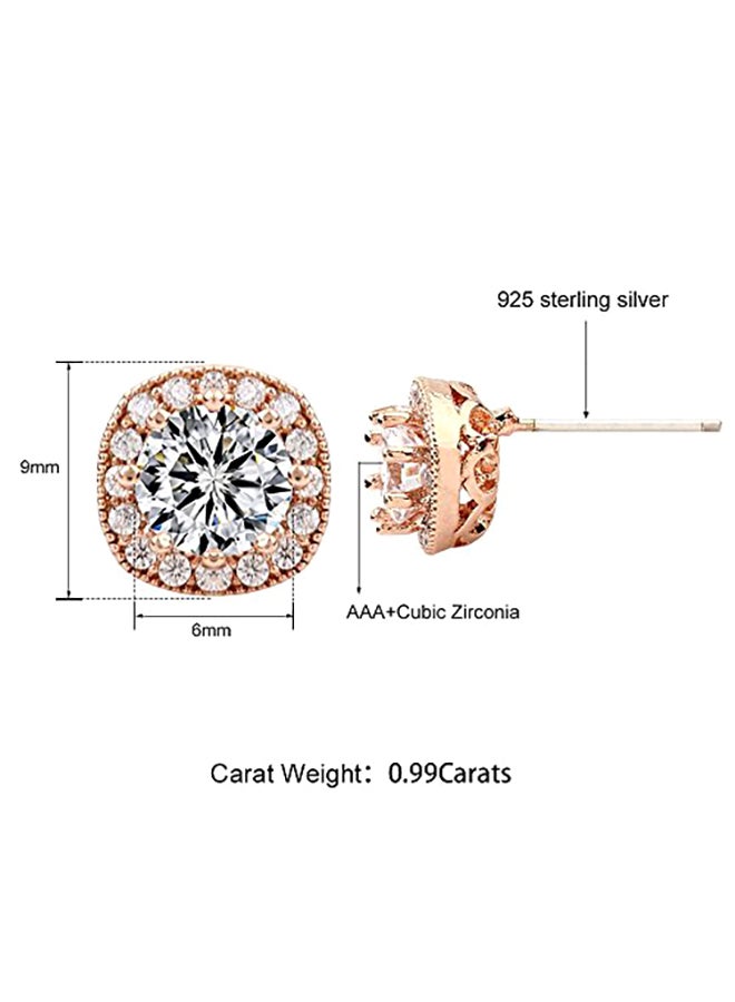 fleur rouge 18 Karat Gold Plated Cubic Zirconia Stud Earrings - Image 2