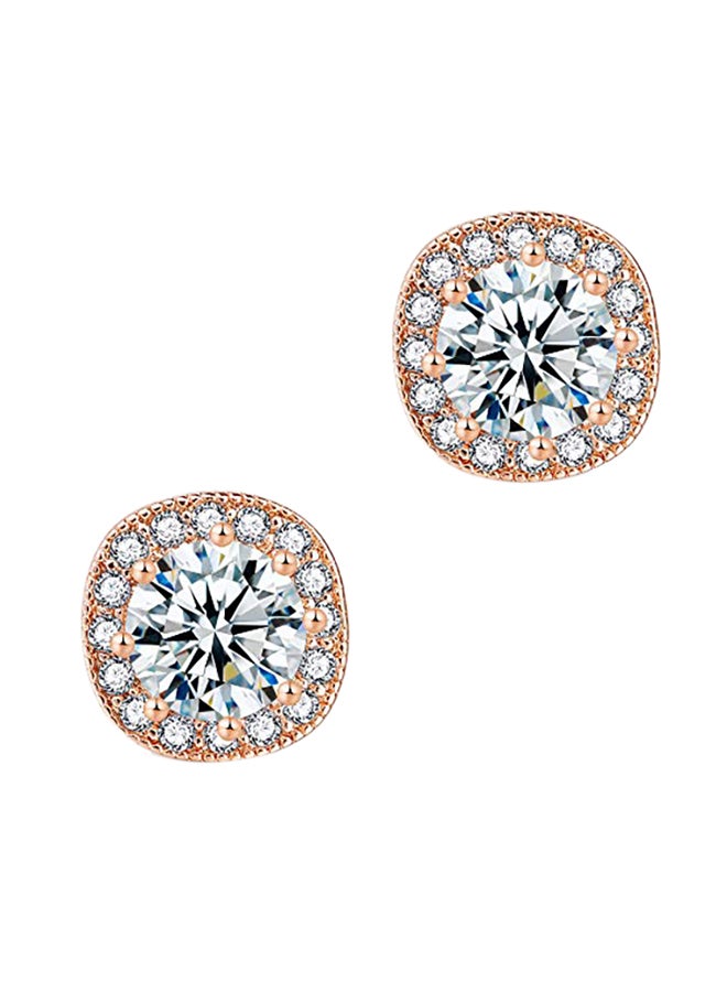 fleur rouge 18 Karat Gold Plated Cubic Zirconia Stud Earrings - Image 1