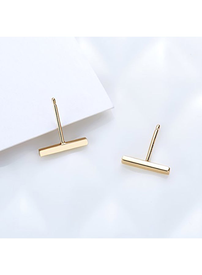 S.Leaf - Sterling Silver Flat Bar Stud Earrings Minimalism Dainty Earrings - Image 1