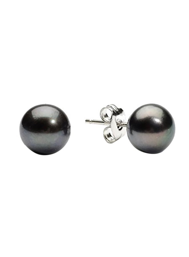 Legende Titanium Stainless Steel Pearl Stud Earrings - Image 1
