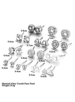 White Gold Plated Hypoallergenic Stainless Steel Fake Diamond Stud Earrings Set - v1551347870/N21541205A_2