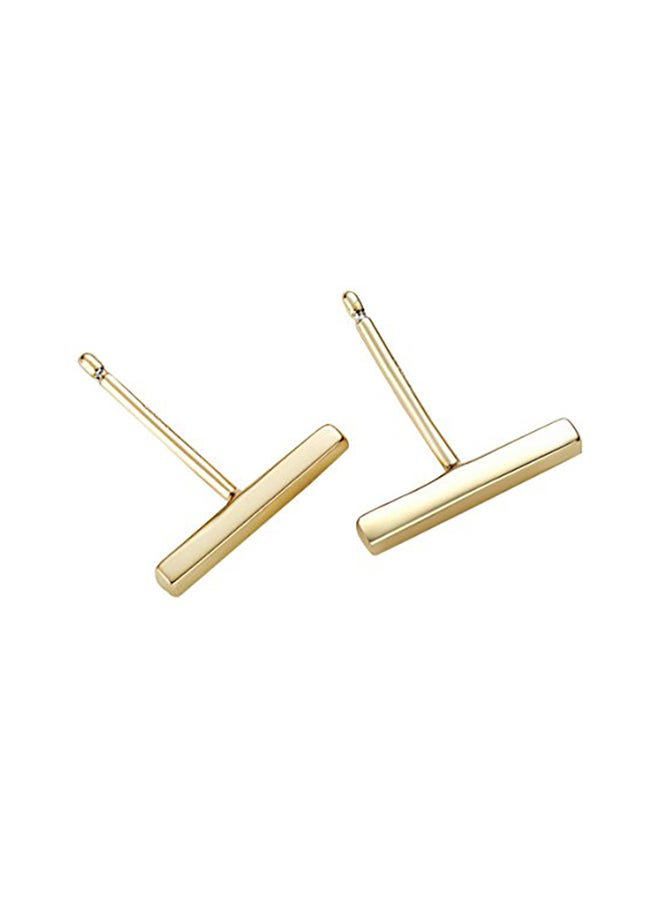 S.Leaf - Sterling Silver Flat Bar Stud Earrings Minimalism Dainty Earrings - Image 1