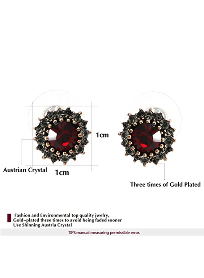 Yoursfs Burgandy Earrings For Women Vintage Earrings Red Austrian Crystal Studs Earrings - Image 2