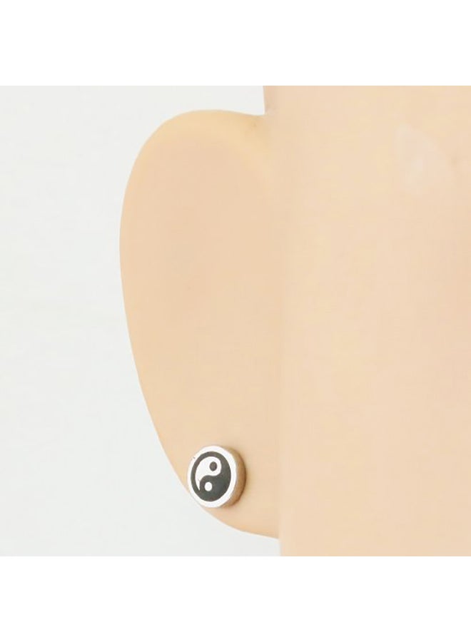 ستيل مي أب أقراط كبس من الإستانلس ستيل على شكل رمز يونج يانج - Image 2