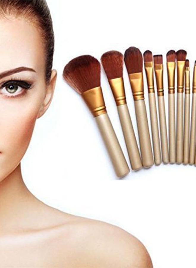 12-Piece Makeup Brushes Set Silver/Gold - Image 3