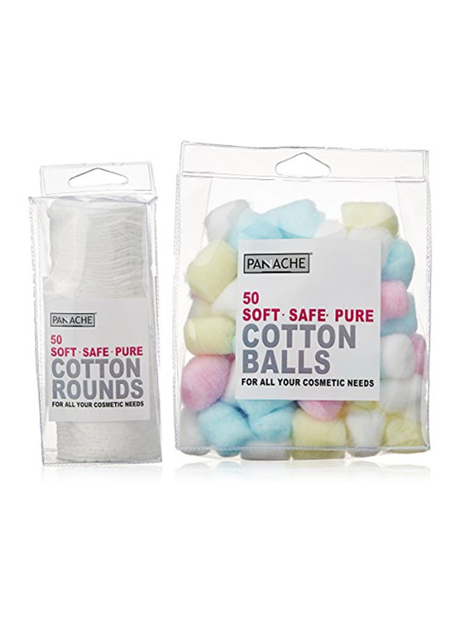 Panache Everyday Cotton Essentials Cotton Balls And Cotton Rounds 50 Pieces Each 0  - Image 1